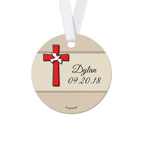 Personalized Red Cross Confirmation Round Favor Gift Tags (20 Pack)