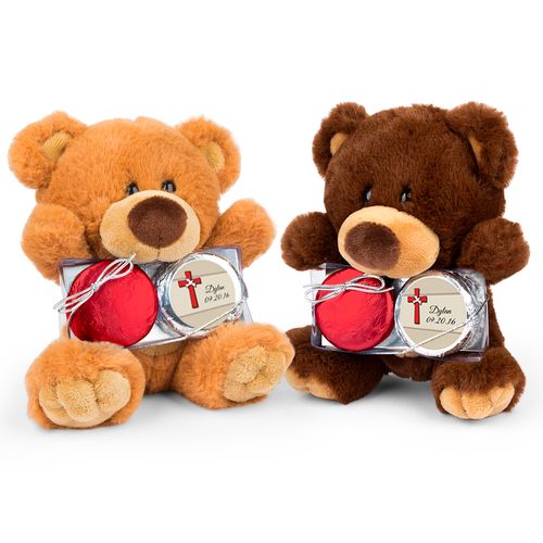 Personalized Red Cross Teddy Bear with Chocolate Covered Oreo 2pk