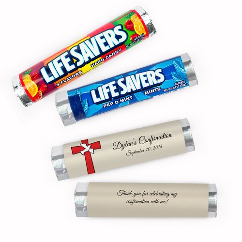 Personalized Confirmation Red Cross Lifesavers Rolls (20 Rolls)