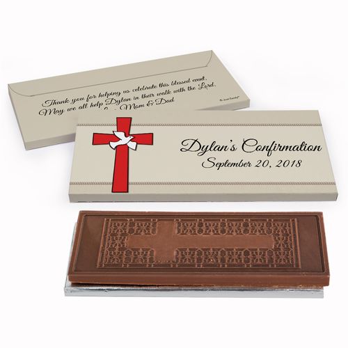 Deluxe Personalized Red Cross Confirmation Embossed Chocolate Bar in Gift Box