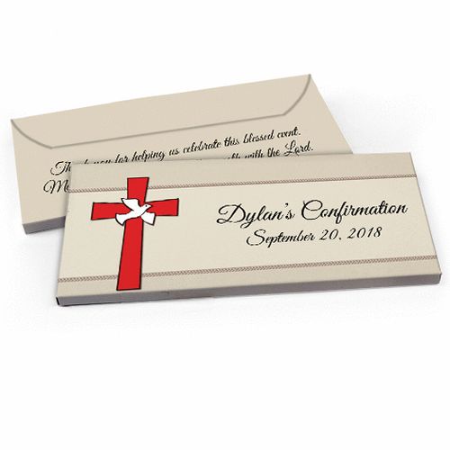 Deluxe Personalized Red Cross Confirmation Candy Bar Favor Box