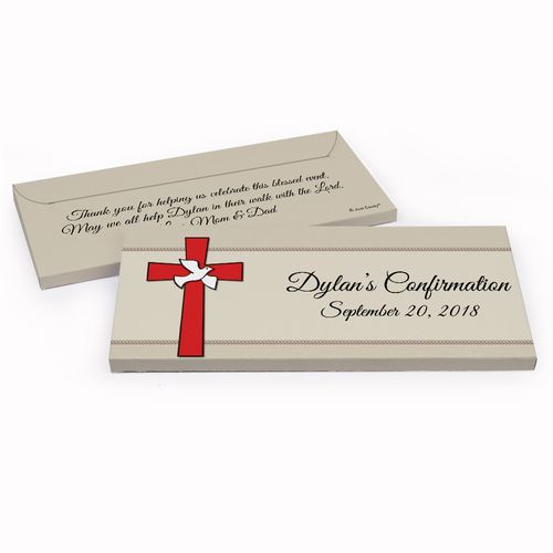 Deluxe Personalized Red Cross Confirmation Chocolate Bar in Gift Box