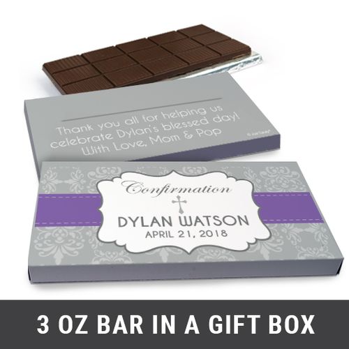 Deluxe Personalized Confirmation Girl's Ribbon Chocolate Bar in Gift Box (3oz Bar)
