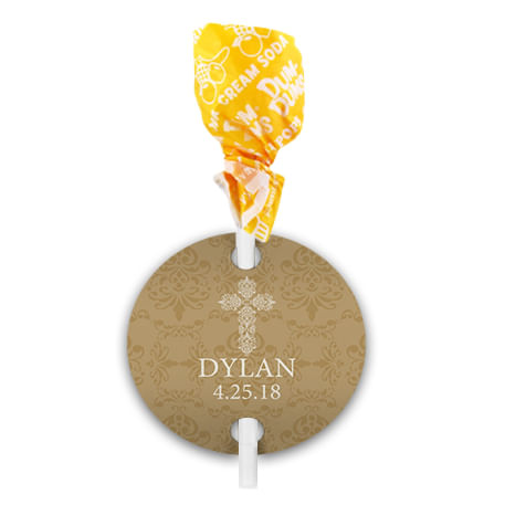 Personalized Confirmation Elegant Cross Dum Dums with Gift Tag (75 pops)