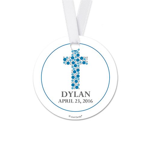 Personalized Stone Cross Confirmation Round Favor Gift Tags (20 Pack)