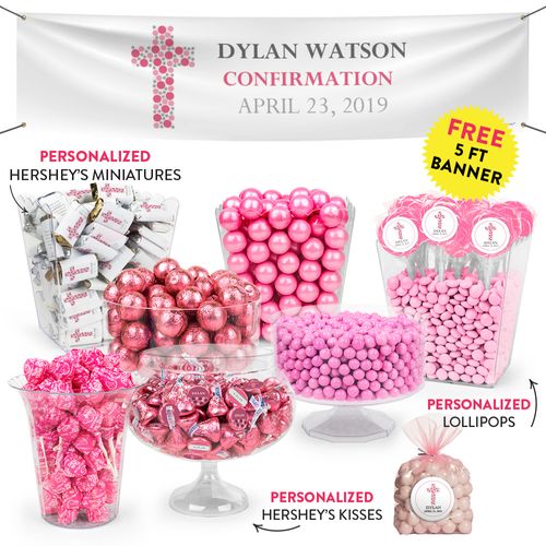 Personalized Girl Confirmation Stones Cross Deluxe Candy Buffet