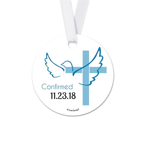Personalized Cross & Dove Confirmation Round Favor Gift Tags (20 Pack)
