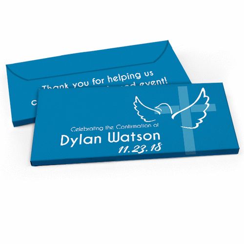 Deluxe Personalized Dove & Cross Confirmation Candy Bar Favor Box