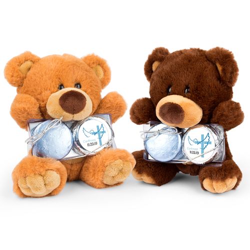 Personalized Boy's Cross & Dove Teddy Bear with Chocolate Covered Oreo 2pk