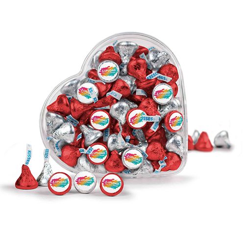 Personalized Add Your Logo Nurse Appreciation Clear Heart Box with Hershey's Kisses 13oz