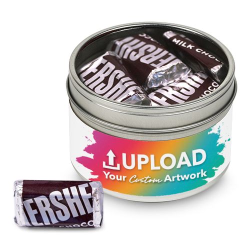 Add Your Artwork Small Tin with Hershey's Milk Chocolate Only Miniatures