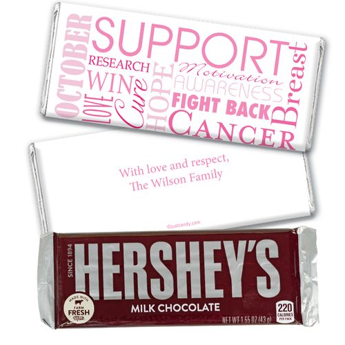 Breast Cancer Awareness Personalized Hershey's Milk Chocolate Bar Breast Cancer Words for a Cure