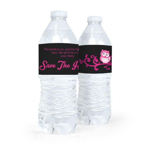 Personalized Breast Cancer Awareness Save the Hooters Water Bottle Sticker Labels (5 Labels)