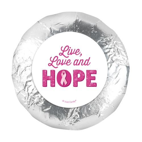 Personalized 1.25" Stickers - Breast Cancer Awareness Live Love Hope (48 Stickers)