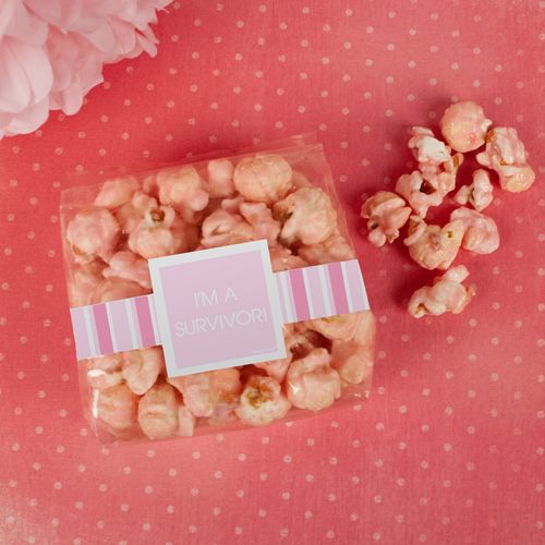 Breast Cancer Awareness Pinstripe Candy Coated Popcorn 3.5 oz Bags