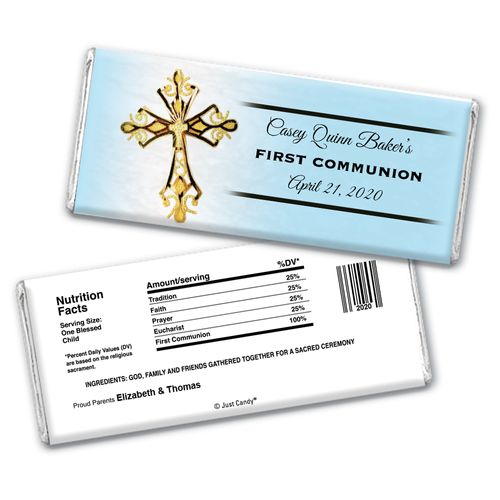 Gold Cross Personalized Candy Bar - Wrapper Only