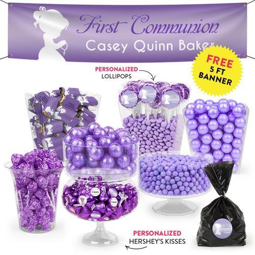 Personalized Girl First Communion Purple Child in Prayer Deluxe Candy Buffet