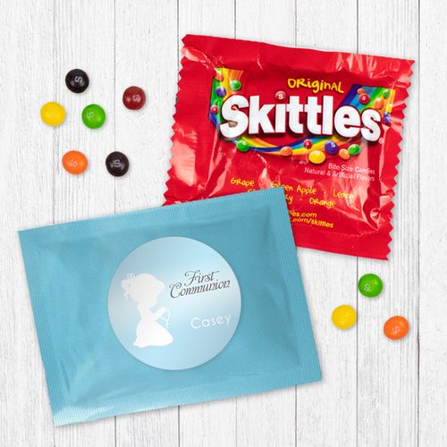 Personalized First Communion Child in Prayer - Skittles