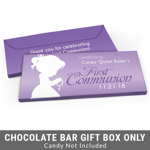 Deluxe Personalized Child in Prayer First Communion Candy Bar Favor Box