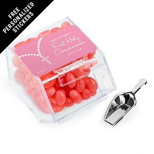 Personalized Communion Candy Bin Dispenser Rosary Photo (12 Pack)