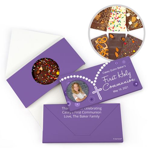 Personalized Rosary First Communion Gourmet Infused Belgian Chocolate Bars (3.5oz)