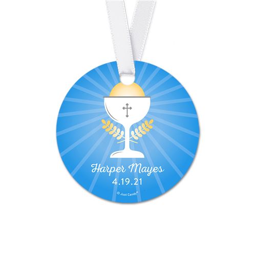 Personalized Chalice Communion Round Favor Gift Tags (20 Pack)