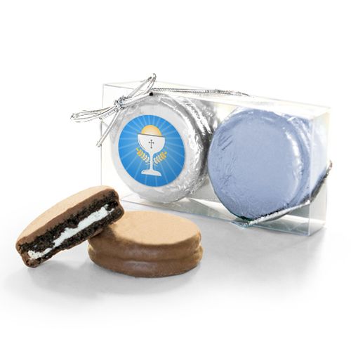 First Communion Blue Chalice & Holy Host 2Pk Chocolate Covered Oreo Cookies