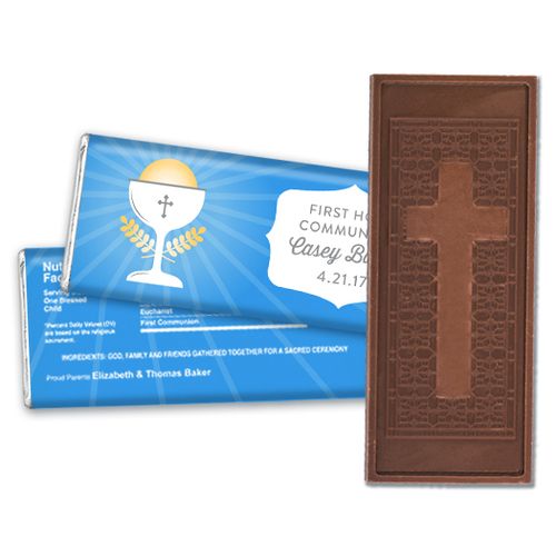 Personalized First Communion Chalice Embossed Chocolate Bar