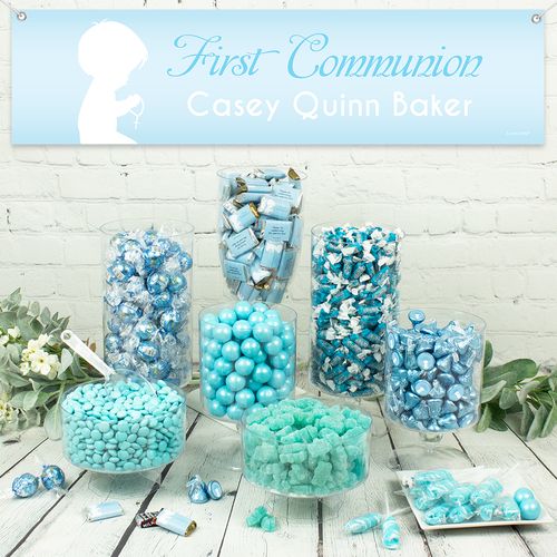 Personalized Boy First Communion Child in Prayer Deluxe Candy Buffet