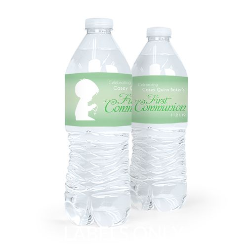 Personalized Communion Child in Prayer Water Bottle Sticker Labels (5 Labels)