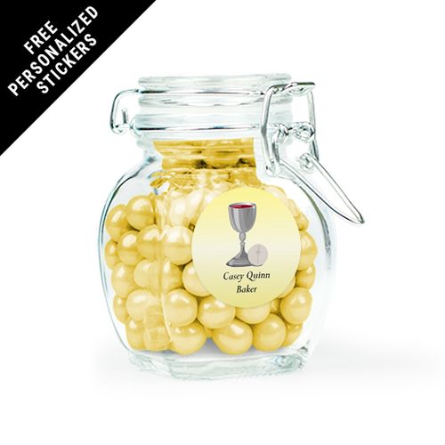 Communion Favor Personalized Latch Jar Host and Silver Chalice (6 Pack)