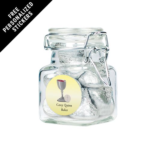 Personalized Communion Latch Jar Host and Silver Chalice (12 Pack)