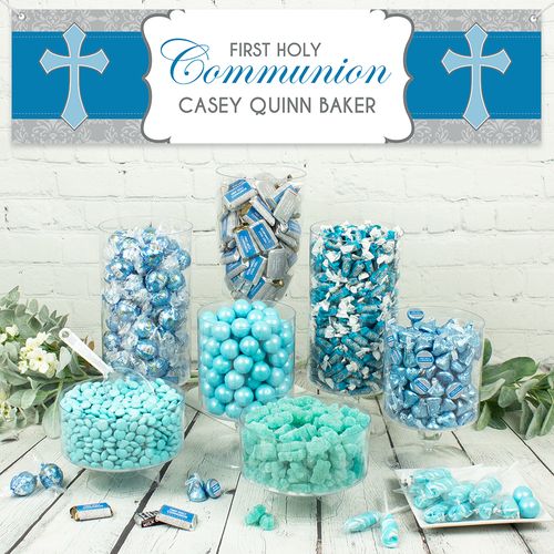 Personalized Boy First Communion Classic Cross Deluxe Candy Buffet