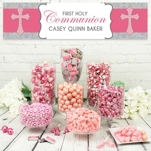 Personalized Girl First Communion Classic Cross Deluxe Candy Buffet
