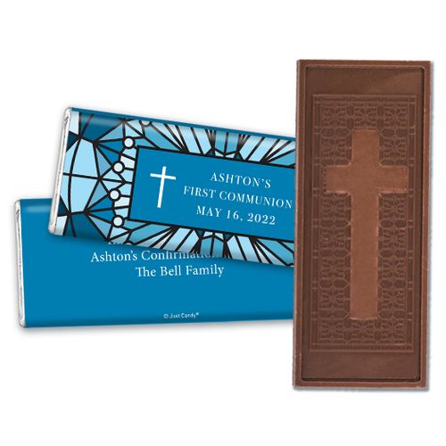 Personalized First Communion Stained Glass Embossed Chocolate Bar
