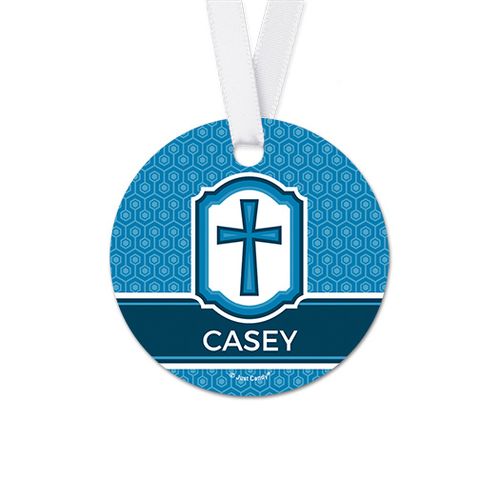 Personalized Framed Cross Communion Round Favor Gift Tags (20 Pack)