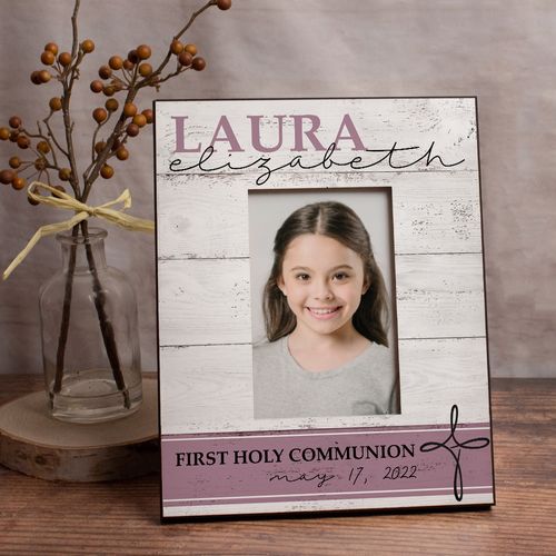 Personalized Picture Frame - Communion Rustic Cross