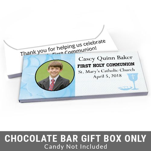 Deluxe Personalized Photo & Eucharist First Communion Candy Bar Favor Box