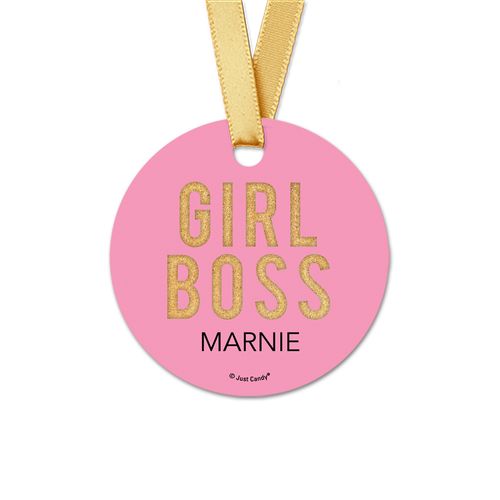 Personalized Girl Boss Round Favor Gift Tags (20 Pack)