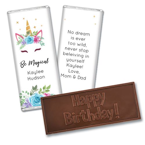 Personalized Birthday Magical Unicorn Embossed Chocolate Bar