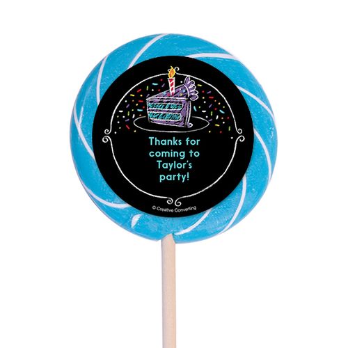Chalk Birthday Personalized 3" Lollipops (12 Pack)