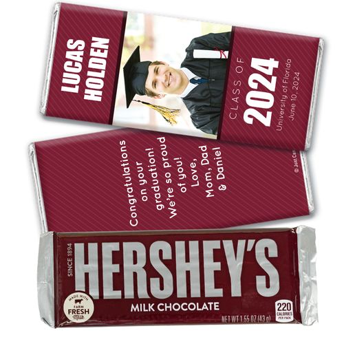 Graduation Personalized Hershey's Milk Chocolate Bar Pinstripes Photo