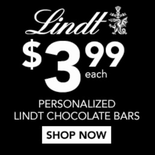 $3.99 Personalized Lindt Chocolate Bars