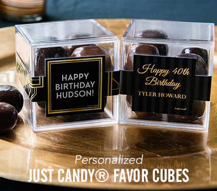 Shop Personalized JUST CANDY favor cubes