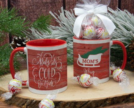 personalized holiday candy filled mugs