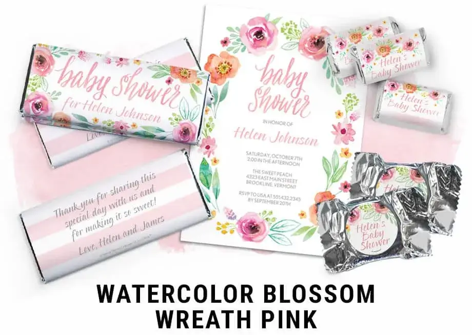 Watercolor Blossom Wreath Pink