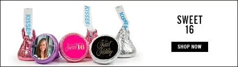 personalized sweet 16 hershey's kisses