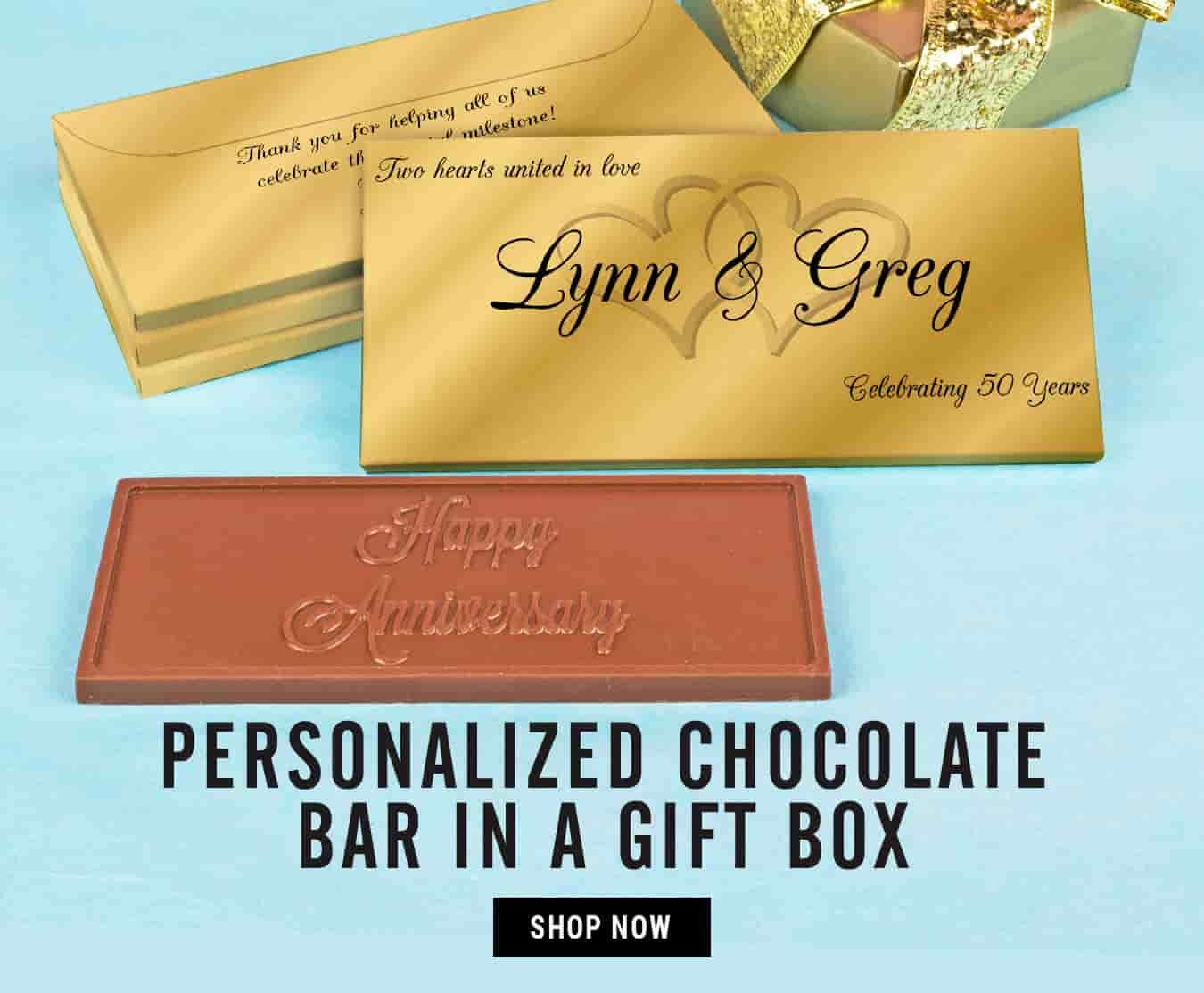 50th Golden Anniversary Party Favors | Custom Candy Bar Wrappers