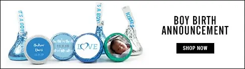 personalized boy birth announcement hershey's kisses