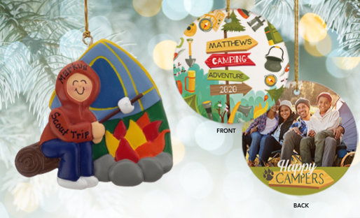 Personalized Camping Christmas Ornaments
